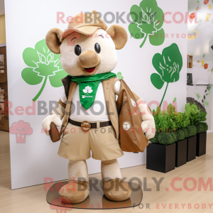 Tan Four Leaf Clover mascot...