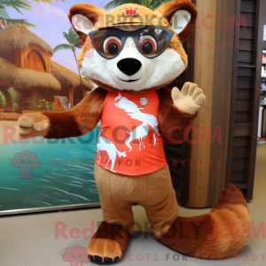 Tan Red Panda maskot...