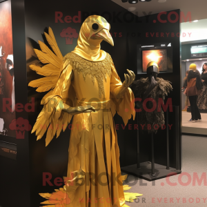 Gold Crow mascot costume...