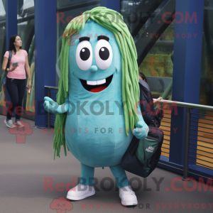 Teal Celery mascot costume...