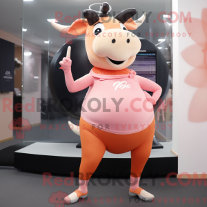 Peach Bull maskot kostume...