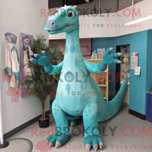 Turkis Brachiosaurus maskot...