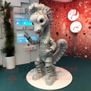 Silver Sea Horse maskot...