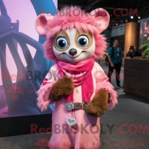 Pink Lemur mascot costume...