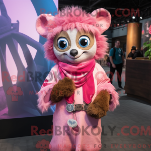 Pink Lemur maskot kostume...