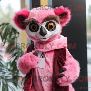 Roze Lemur mascottekostuum...