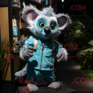 Cyan Aye-Aye mascot costume...