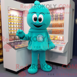 Teal Candy Box maskot...