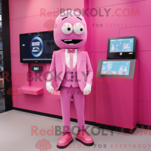 Rosa TV-maskotdraktfigur...
