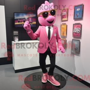 Pink tv-maskotkostumefigur...