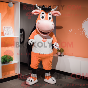 Peach Holstein Cow mascot...