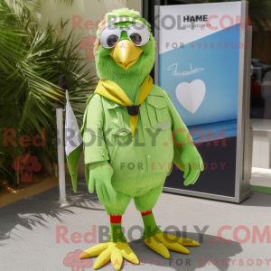 Lime Green Hawk mascot...