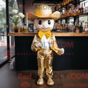 Gold Cowboy mascot costume...