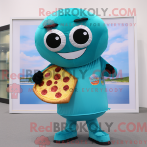 Cyaan Pizza mascottekostuum...