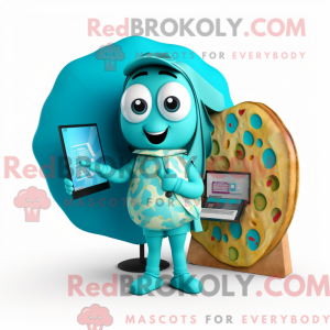 Cyan Pizza-maskotdraktfigur...
