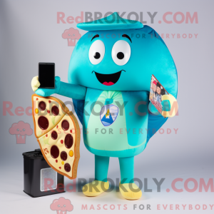 Cyan Pizza-maskotdraktfigur...