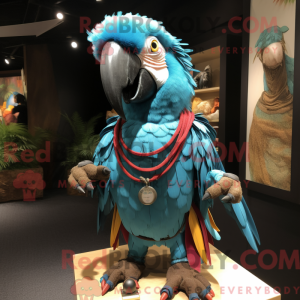 Turkis Macaw maskot kostume...