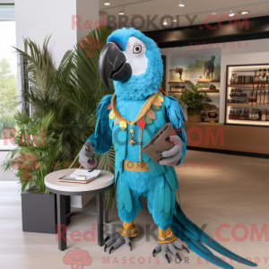 Turkis Macaw maskot kostume...