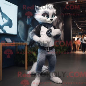 Silver Skunk mascot costume...