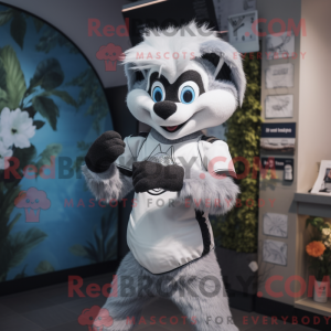 Sølv Skunk-maskotdraktfigur...