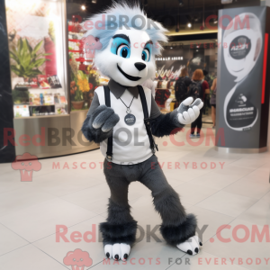 Silver Skunk mascot costume...