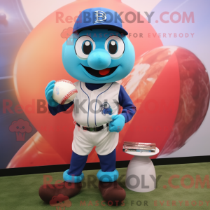 Cyan Baseball Ball mascot...