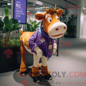 Purple Guernsey Cow mascot...