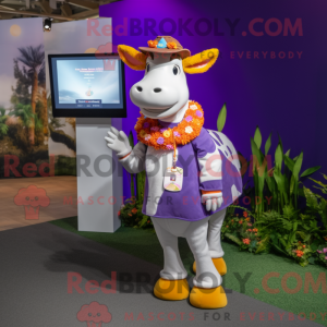 Purple Guernsey Cow mascot...