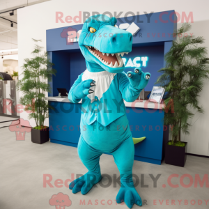 Cyan T Rex Maskottchen...