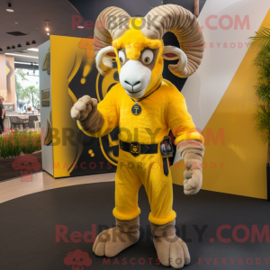 Yellow Ram mascot costume...