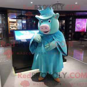 Disfraz de mascota Cyan Pig...