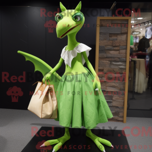 Limegrøn Pterodactyl maskot...