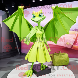 Limegrøn Pterodactyl maskot...