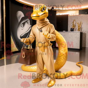Guld Python maskot kostume...