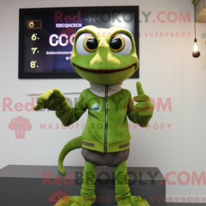 Olive Geckos maskot kostume...