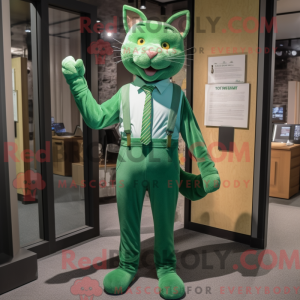 Green Cat mascot costume...