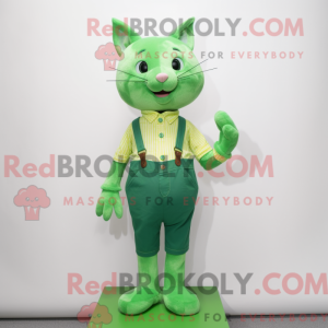 Green Cat mascot costume...