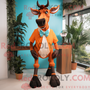 Orange Okapi mascot costume...