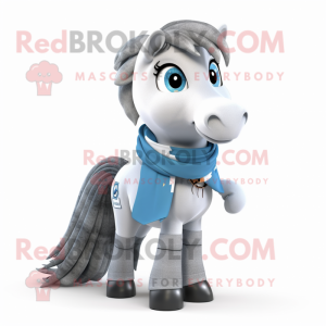 Gray Horseshoe mascot costume character dressed with a Bootcut Jeans and Scarves