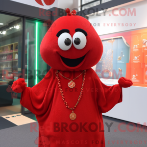 Red Moussaka mascot costume...