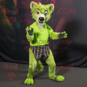 Lime Green Hyena maskot...