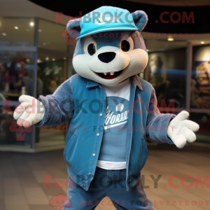 Teal Badger maskot kostume...