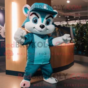 Teal Badger maskot kostume...
