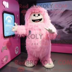 Roze Yeti-mascottekostuum...