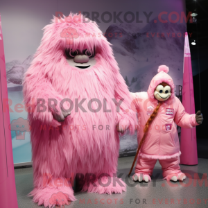 Rosa Yeti-Maskottchenkostüm...