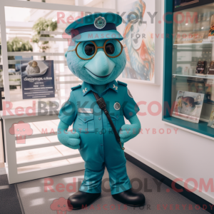 Teal Police Officer mascot...
