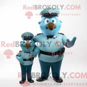 Teal Police Officer mascot...