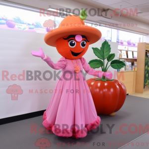 Pink tomat maskot kostume...