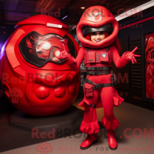 Rød Commando maskot kostume...