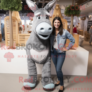 Gray Donkey mascot costume...